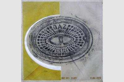 Bouche à clef - Empreintes sur papier Ingre (48 x 48 cm)