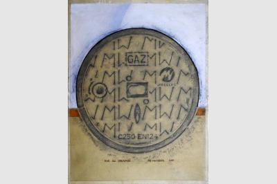 Bouche à clef - Empreintes sur papier Ingre (63.5 x 47.5 cm)