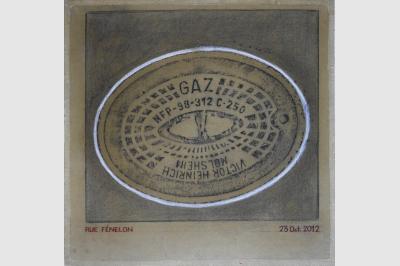 Bouche à clef - Empreintes sur papier Ingre (49 x 48.5 cm)