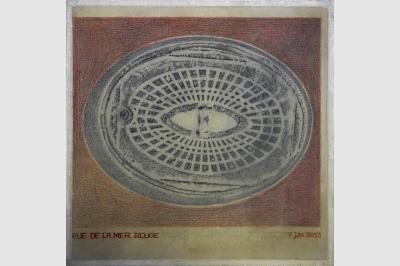 Bouche à clef - Empreintes sur papier Ingre (48.4 x 48.4 cm)
