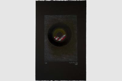 VINYLE 45 tours - Gravure sur contreplaqué en épargne perdue - Papier  BFK Rive teinté en noir - 56.5x35.5 cm - Septembre 2020