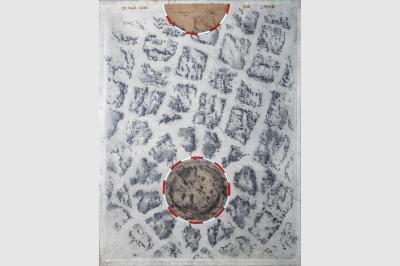 Pavé de Lamon - Dessin & empreintes sur papier Ingre (64 x 48.5 cm)