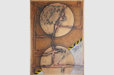  Détail du sol de l'église San Pietro de Lamon - Dessin & empreintes sur papier kraft frossé (91 x 64 cm)