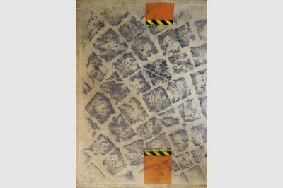 Pavé de Lamon - Dessin & empreintes sur papier Ingre (63.5 x 47.5 cm)
