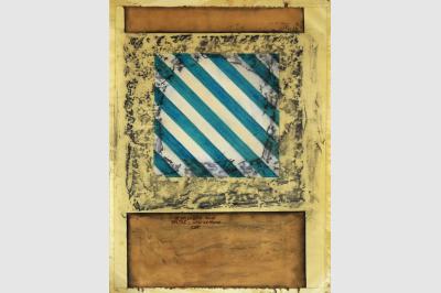 Cloître San Vettore à Feltre  (Détail)  - Dessin & empreintes sur papier Ingre (63.5 x 47.5 cm)