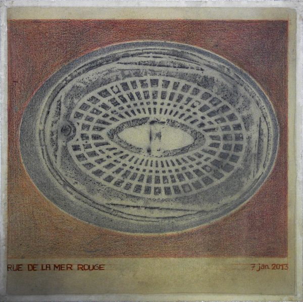 Bouche à clef - Empreintes sur papier Ingre (48.4 x 48.4 cm)