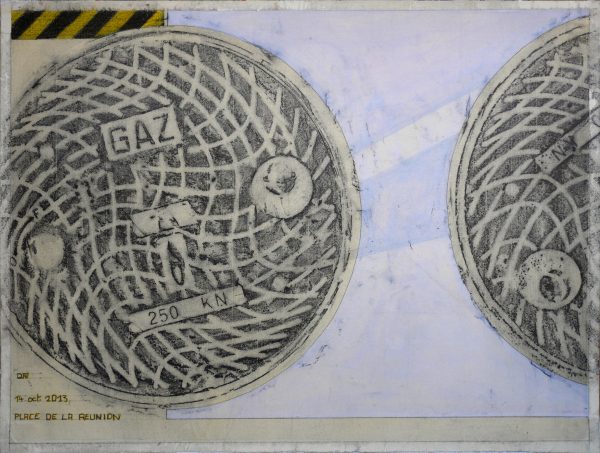 Bouche à clef - Empreintes sur papier Ingre (48.4 x 63.8 cm)
