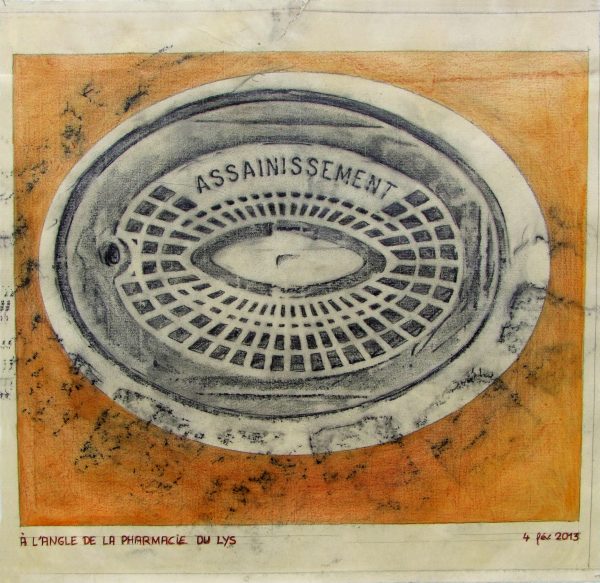 Bouche à clef - Empreintes sur papier Ingre (48 x 48 cm)