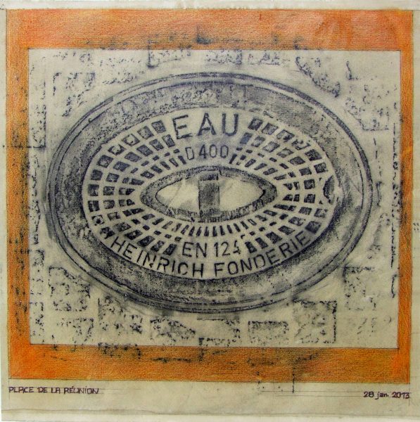 Bouche à clef - Empreintes sur papier Ingre (48 x 48 cm)
