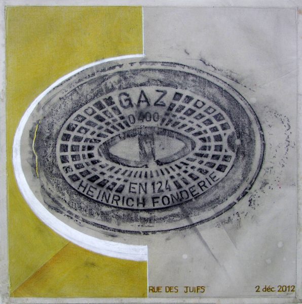 Bouche à clef - Empreintes sur papier Ingre (48 x 48 cm)