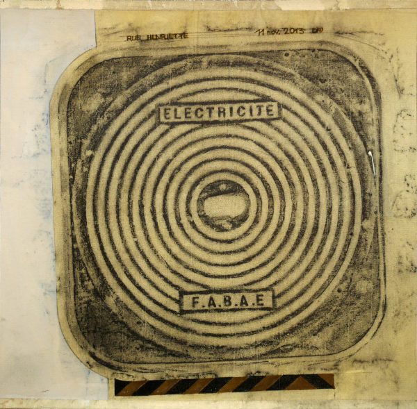 Bouche à clef - Empreintes sur papier Ingre (48 x 48 cm)