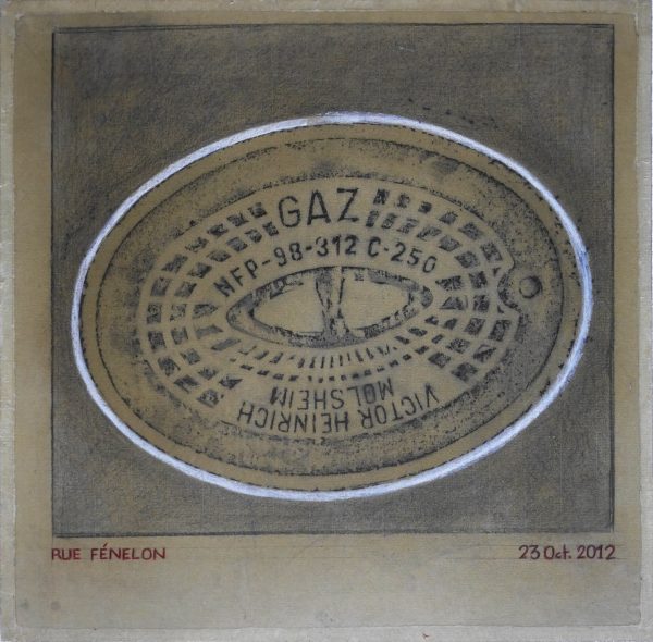 Bouche à clef - Empreintes sur papier Ingre (49 x 48.5 cm)