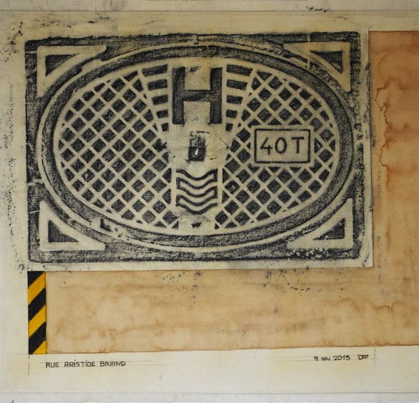 Bouche à clef - Empreintes sur papier Ingre (49 x 48.5 cm)