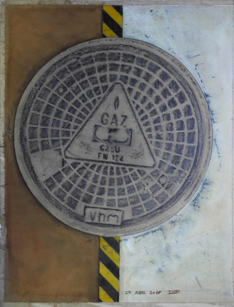 Bouche à clef - Empreintes sur papier Ingre (63.5 x 47.5 cm)