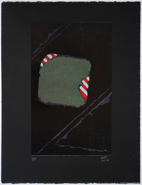 ANFRACTUOSITÉ (sol d'une place du quartier Cannaregio de Venise) - Gravure sur contreplaqué en épargne perdue -  Papier  BFK Rive teinté en noir - 65x50 cm - Mai  2020