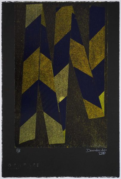 RUBALISE I - Gravure sur contreplaqué en épargne perdue -  Papier  BFK Rive teinté en noir - 56.5x38 cm - Décembre 2020