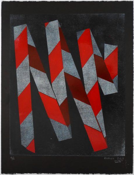 RUBALISE II - Gravure sur contreplaqué en épargne perdue -  Papier  BFK Rive teinté en noir - 65x50 cm - Février 2021