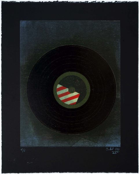 VINYLE 33 tours - Gravure sur contreplaqué en épargne perdue -  Papier  BFK Rive teinté en noir - 65x50 cm - Juillet 2020