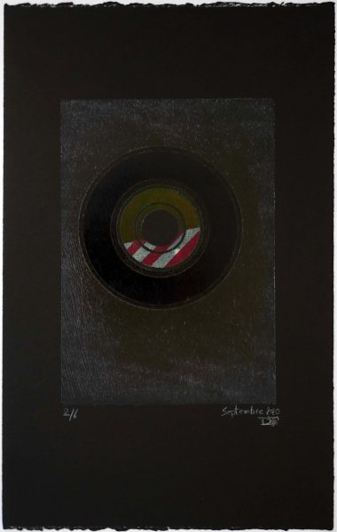 VINYLE 45 tours - Gravure sur contreplaqué en épargne perdue - Papier  BFK Rive teinté en noir - 56.5x35.5 cm - Septembre 2020