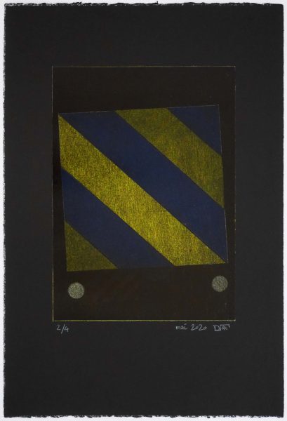 ZÉBRURE I - Gravure sur contreplaqué en épargne perdue -  Papier  BFK Rive teinté en noir - 56.5x38 cm - Mai 2020