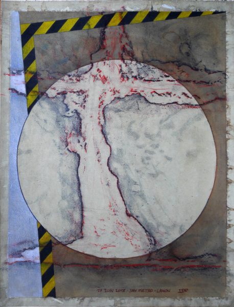 Détail du sol de l'église San Pietro de Lamon - Dessin & empreintes sur papier Ingre (63.5 x 47.5 cm)