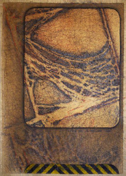 Détail du sol de l'église San Pietro de Lamon - Dessin & empreintes sur papier kraft frossé (91 x 64 cm)