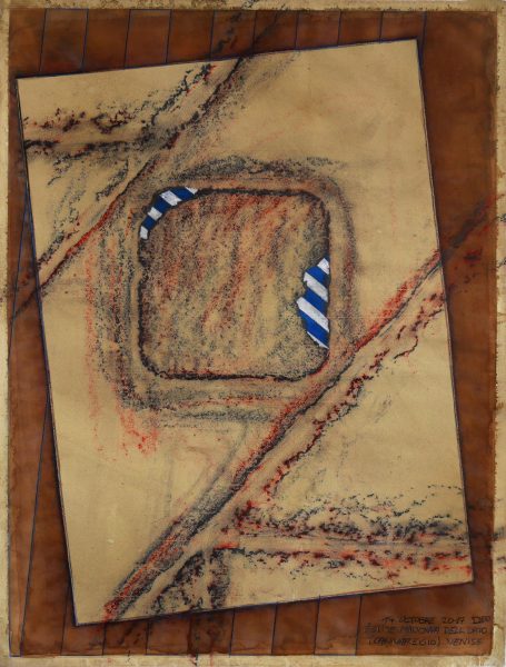 Parvis de l'église Madonna dell Orto de Venise - Dessin & empreintes sur papier Ingre (63.5 x 47.5 cm)