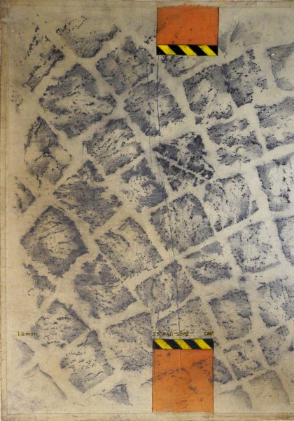 Pavé de Lamon - Dessin & empreintes sur papier Ingre (63.5 x 47.5 cm)