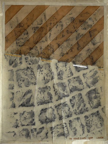 Pavé de Lamon - Dessin & empreintes sur papier Ingre (63.5 x 47.5 cm)