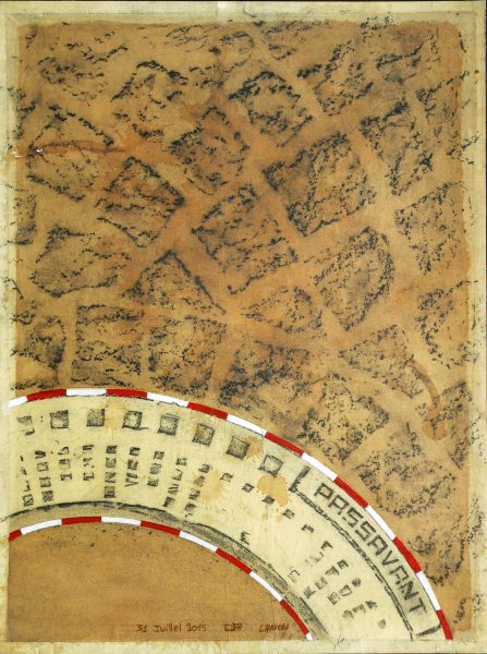 Pavé de Lamon - Dessin & empreintes sur papier Ingre (63.5 x 47.5 cm)