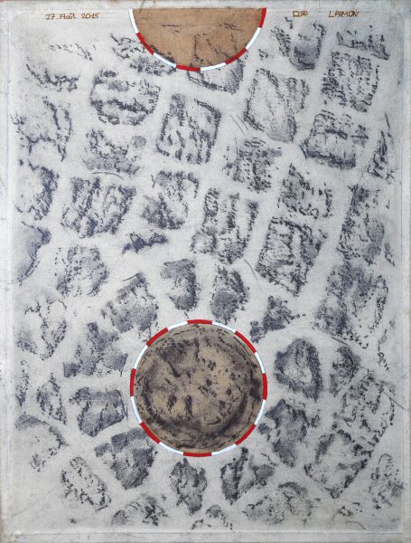 Pavé de Lamon - Dessin & empreintes sur papier Ingre (64 x 48.5 cm)